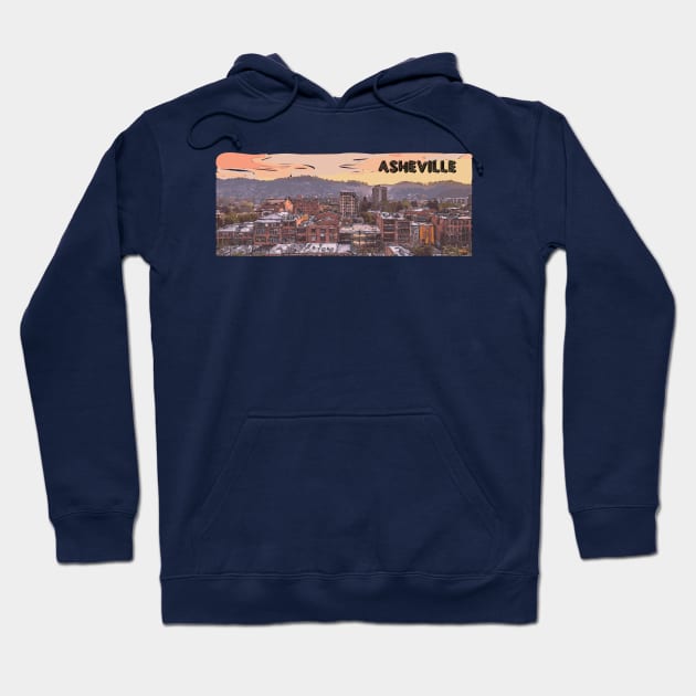 Downtown asheville, North carolina, art, illustration with text Hoodie by Window House